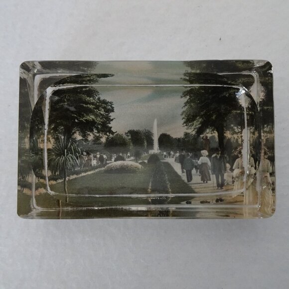 Vintage Paperweight Ashtray Trinket Dish Glass Picture of National Mall DC - Picture 4 of 10